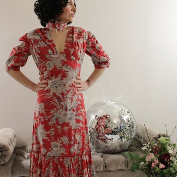 Red block print summer dress - Picture 4 of 5